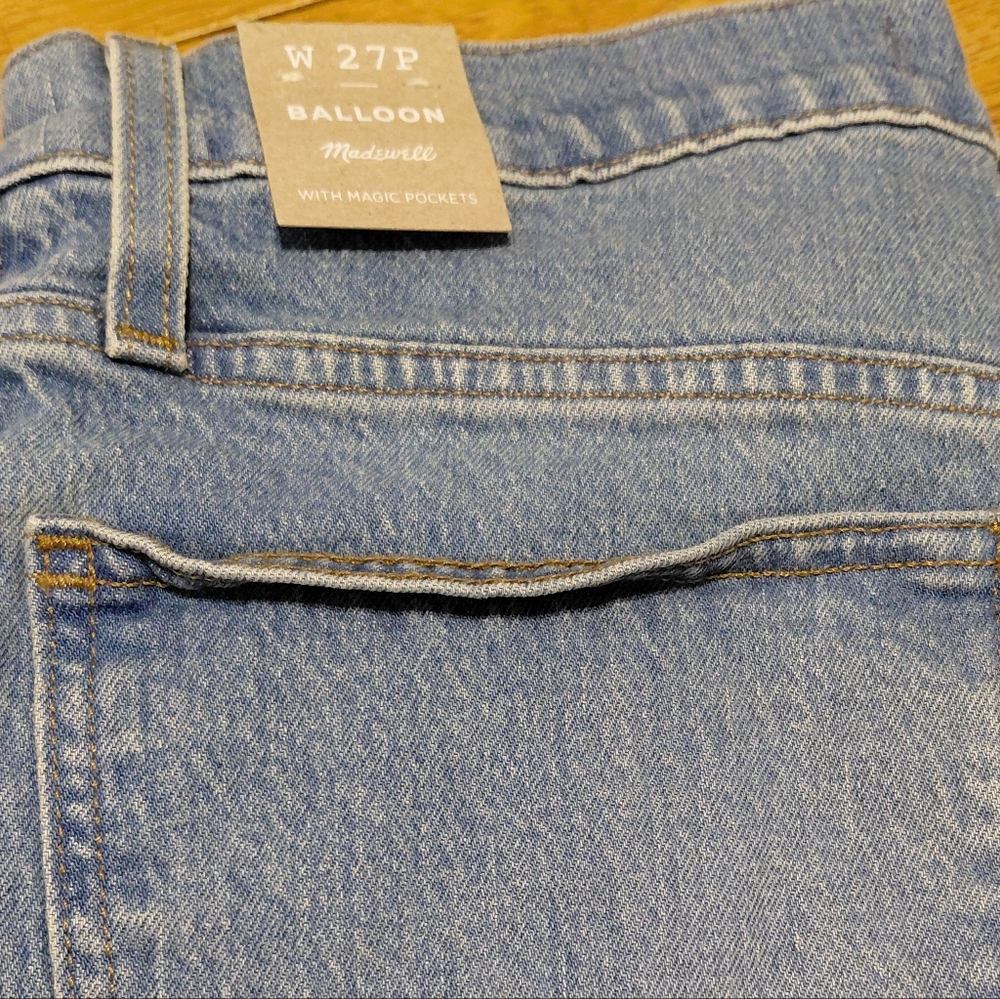NWT Madewell Balloon Jeans 27P Petite High Rise Magic Pockets Light Wash - Picture 7 of 11